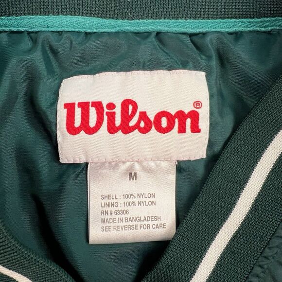 VTG Wilson 80’s-90’s Windbreaker Pullover Gym Coach Teacher Hunter Green Size M - Picture 5 of 8